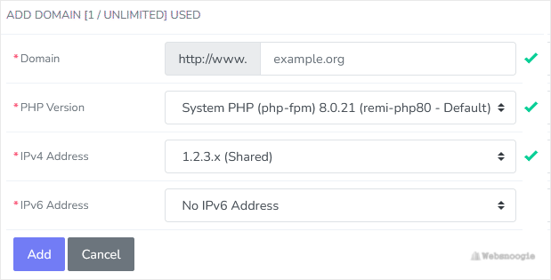 An example image of domain management from our Omaha web design and hosting company