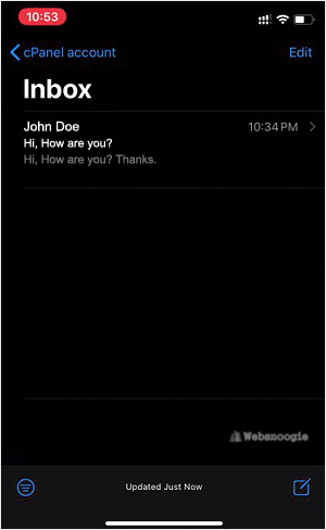 Here is an image of email from our Omaha web design and web hosting company